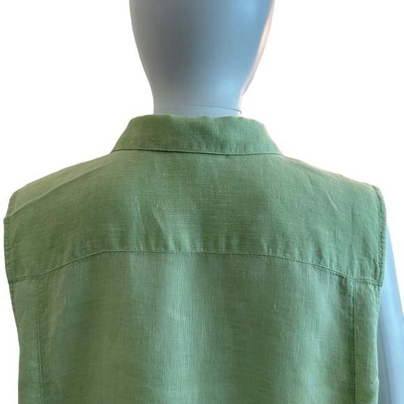 J.Jill Love Linen Women's Size L Button Front Tunic Peplum back Sleeveless Top - Picture 8 of 16